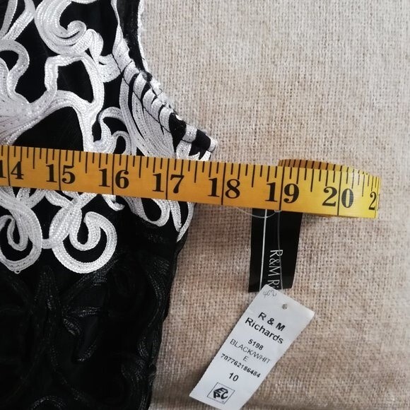 R & M Richards Black and Shite Soutache Midi Dress New with Tags Size 10 - Picture 9 of 10